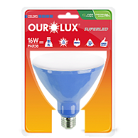 Lâmpada Superled PAR38 16W bivolt 30º Azul IP66.