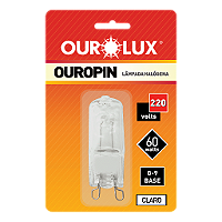Lâmpada Halógena Ouropin G9 60W 220V Clara.