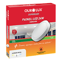 Plafon Superled Sobrepor 24W Bivolt 4000K Redondo Ø 30cm.