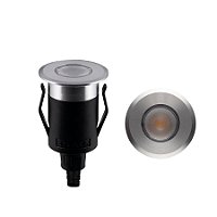 Balizador de solo chão LED Way UP redondo 32º externo 3000K 1W bivolt IP67 Ø4,1X7,3cm alumínio prata.