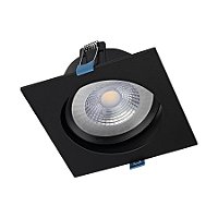 Plafon de embutir LED Easy recuado quadrado 30° 3000K 12W bivolt 14X14X7cm ABS preto.