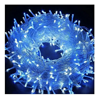 Pisca de Natal 100 Leds Azul 8 Funções 10 Metros fio transparente 220V.