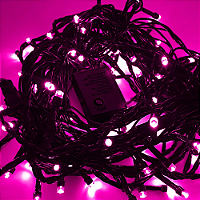 Pisca de Natal 100 Leds Rosa 8 Funções 10 Metros fio verde 127V.