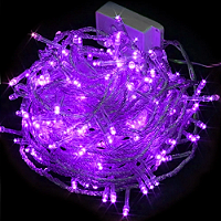 Pisca de Natal 100 Leds Violeta 8 Funções 10 Metros fio transparente 127V.