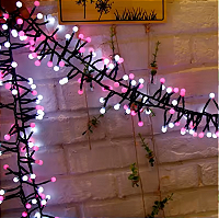 Pisca Festão 400 LEDS bolinha branco e rosa bivolt 3 metros IP65 com memória.
