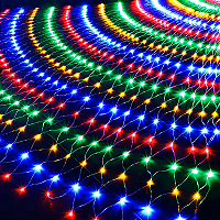 Rede de Natal sequencial com 144 LEDS Colorido fio branco 8 funções 1,5m x 1,3m bivolt.
