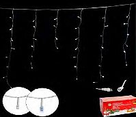 Cascata De Natal 400 LEDS Branco e Azul Fixa fio Branco 10,0m tomada macho e fêmea 127V.