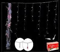 Cascata De Natal 400 LEDS Branco e Vermelha Fixa fio Branco 10,0m tomada macho e fêmea 127V.