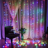 Cortina com 300 LEDs Colorido 3mx2m 8 funções 220V.