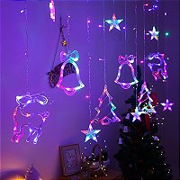 Cortina com 130 LEDs Colorido fio de Fada figuras natalinas PVC 2,5 metros bivolt.