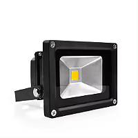 Refletor Holofote LED COB preto 10W 3000K IP66 bivolt.