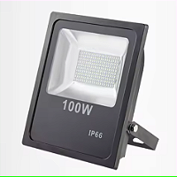 Refletor LED 100W preto SMD 3000K IP66 bivolt.