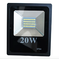 Refletor LED 20W Preto SMD 3000K Branco quente bivolt IP66.