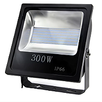 Refletor LED 300W preto 6500K branco frio SMD IP66 bivolt.