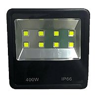 Refletor Slim LED COB 400W preto 6500K branco frio IP66 bivolt.