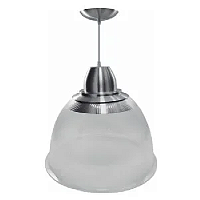 Luminária Industrial prismática 22″ com pendente e canopla cinza E-27.