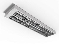 Luminária sobrepor alto rendimento aletas parabólicas duplas para 2 lâmpadas 9/10W 60cm.