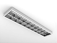 Luminária de sobrepor alto rendimento com aletas parabólicas duplas para 2 lâmpadas T5 28/54W 120cm.