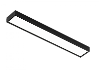 Luminária de sobrepor preta fechada com difusor leitoso para 1 lâmpada 9/10W 60cm.