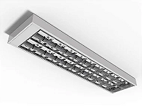Luminária de sobrepor de alto rendimento com aletas parabólicas duplas para 2 lâmpadas 9/10W 60cm.