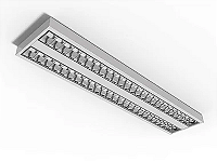 Luminária de sobrepor de alto rendimento com aletas parabólicas duplas para 2 lâmpadas 18/20W 120cm.