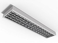 Luminária de sobrepor alto rendimento com aletas parabólicas duplas para 2 lâmpadas 9/10W 60cm.