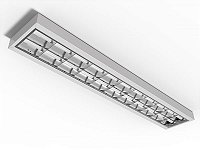 Luminária de sobrepor alto rendimento com aletas parabólicas duplas para 2 lâmpadas 9/10W 60cm.