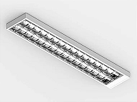 Luminária de sobrepor alto rendimento com aletas parabólicas duplas para 2 lâmpadas 9/10W 60cm.