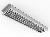 Luminária de sobrepor de alto rendimento com aletas planas brancas para 2 lâmpadas 9/10W 60cm.