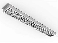 Luminária de sobrepor alto rendimento slim com aletas parabólicas duplas para 2 lâmpadas 18/20W 120cm.