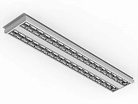 Luminária de sobrepor alto rendimento com aletas parabólicas duplas para 2 lâmpadas T5 28/54W 120cm.
