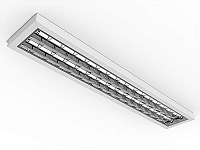 Luminária de sobrepor alto rendimento com aletas parabólicas duplas para 1 lâmpada T5 14/24W 60cm.