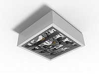 Luminária de sobrepor 28.8cm X 28.8cm alto rendimento com aletas parabólicas duplas para 2 lâmpadas E27.