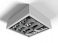 Luminária decorativa de sobrepor 28.8cm X 44cm com aletas planas brancas para 4 lâmpadas E27.