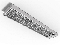 Luminária de sobrepor alto rendimento com aletas planas brancas para 2 lâmpadas 18/20W 120cm.