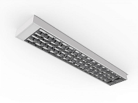 Luminária de sobrepor alto rendimento com aletas parabólicas duplas para 4 lâmpadas 18/20W 120cm.
