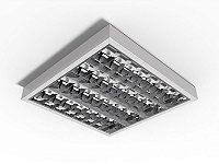 Luminária de sobrepor alto rendimento com aletas parabólicas duplas para 4 lâmpadas 9/10W 60cm.
