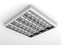 Luminária de sobrepor alto rendimento com aletas planas brancas para 4 lâmpadas T5 14/24W 60cm.
