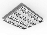 Luminária de embutir alto rendimento com aletas parabólicas duplas para 4 lâmpadas 9/10W 60cm.