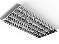 Luminária de embutir alto rendimento com aletas parabólicas duplas para 4 lâmpadas 18/20W 120cm.