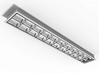 Luminária de embutir alto rendimento com aletas parabólicas duplas para 1 lâmpada 36/40/45/65W 240cm (HO).