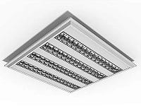 Luminária de embutir alto rendimento com aletas parabólicas duplas para 4 lâmpadas T5 14/24W 60cm.