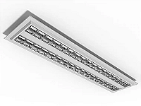Luminária de embutir alto rendimento com aletas parabólicas duplas para 2 lâmpadas T5 14/24W 60cm.