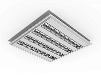 Luminária de embutir alto rendimento com aletas parabólicas duplas para 4 lâmpadas T5 14/24W 60cm.