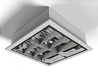 Luminária decorativa de embutir 28.8cm X 28.8cm com aletas planas brancas para 2 lâmpadas E27.