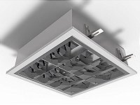 Luminária embutir 28.8cm X 28.8cm alto rendimento com aletas parabólicas duplas para 2 lâmpadas E27.