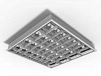 Luminária de embutir alto rendimento com aletas planas brancas para 4 lâmpadas 18/20W 120cm.