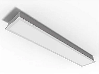 Luminária de embutir fechada com difusor leitoso para 2 lâmpadas 9/10W 60cm.