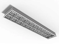 Luminária de embutir alto rendimento com aletas planas brancas para 2 lâmpadas 18/20W 120cm.