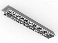 Luminária de embutir alto rendimento com aletas parabólicas duplas para 2 lâmpadas 18/20W 120cm.